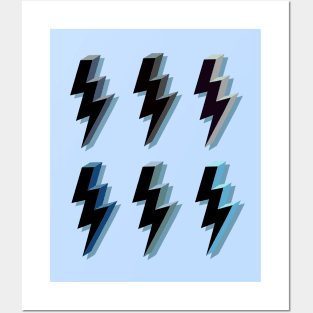 Varied Blues Lightning Bolt Collection Posters and Art
